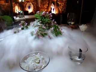 Dramatic pudding in the wine cellar restaurant, Gostilna Pri Lojzetu