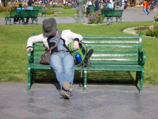 Lazy day in Cusco - we've seen everything we feel like seeing, so dozing on a bench seems a good way to kill some time