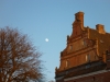 I had to pop outside to capture the red bricks against the setting sun, of course