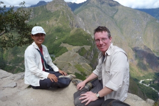 We made it! Looking down from the top of Wayna Picchu. Does my face look a little red?