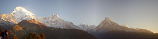The glorious mountain view we trekked for, from our Tadipani lodge