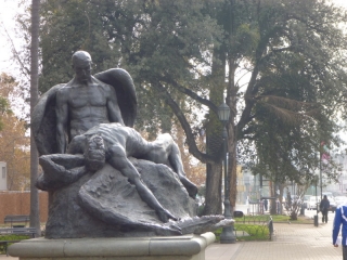 Two angels also apparently suffering jetlag in Santiago